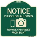 Signmission Lock All Doors Remove Valuable from Sight With Cell Phone and Camera G, A-DES-G-1818-23531 A-DES-G-1818-23531